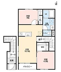 リーブルファイン三郷半田II 2LDKの間取図画像