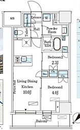 パークアクシス横浜伊勢佐木町通り 2LDKの間取図画像