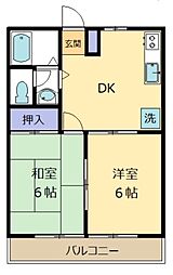 エクセレンスマスダ 2DKの間取図画像