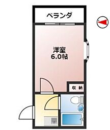V・I・P鶴田 1Kの間取図画像