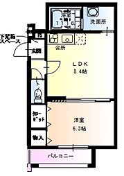 フジパレス井高野1番館 1LDKの間取図画像