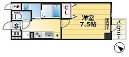 PRIMAVERA KOBE 5階ワンルームの間取り