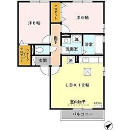 ボヌール・1 2LDKの間取図画像