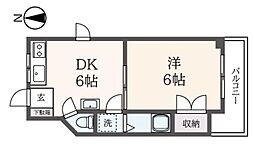 アビタシオン上條 1DKの間取図画像