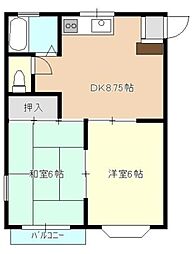 シャトルヤマツB 2DKの間取図画像