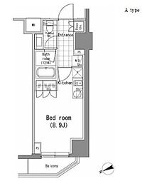 パークハビオ新橋 6階ワンルームの間取り
