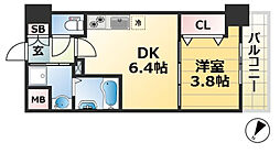 プレサンス神戸水木通ルミエス 1DKの間取図画像