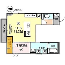 神前ウエストワンズ 1LDKの間取図画像