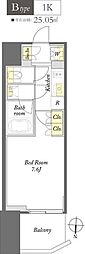 WORVE東京木場 1Kの間取図画像
