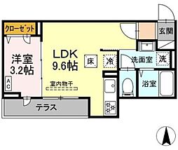 グラナーデ扇I D 1LDKの間取図画像