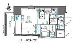 ズーム東新宿 13階ワンルームの間取り