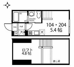 ハーミットクラブハウス ワンルームの間取図画像