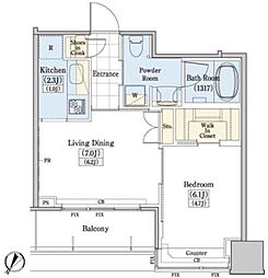 レジディアタワー上池袋タワーサイド 1LDKの間取図画像