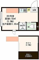 ハーモニーテラス永福2 ワンルームの間取図画像