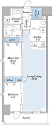 グランカーサ両国ヴェルデ 2LDKの間取図画像