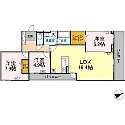 D-residence稲城 3LDKの間取図画像