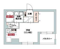 二子玉川YP 2階ワンルームの間取り