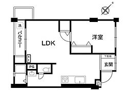 篠原コーポラスC棟 1LDKの間取図画像