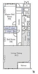 アーバンコート市ヶ谷 2LDKの間取図画像