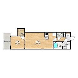 (仮称)ジーメゾン西湊ベルジュール 1LDKの間取図画像