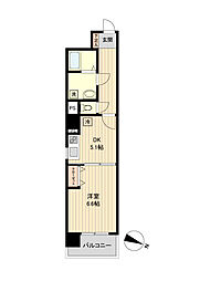 仙台市営南北線 五橋駅 徒歩5分の賃貸マンション 7階1DKの間取り