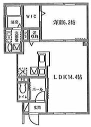 コンフォートグレイスC 1LDKの間取図画像