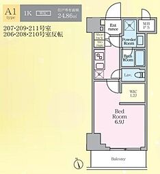 ソライエアイルときわ台 1Kの間取図画像