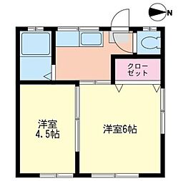 伊東アパート 2Kの間取図画像