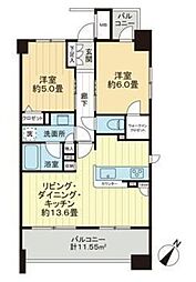 アデニウム新横浜 2LDKの間取図画像