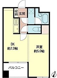 フュージョンハイツ浜町 1DKの間取図画像
