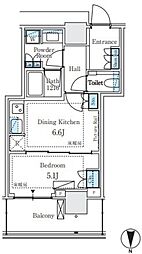 パークシティ中野ザタワーブリーズ 1DKの間取図画像