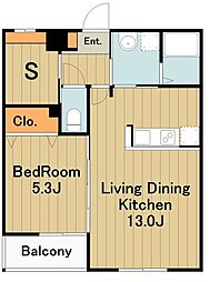 エトワール橋本 1階1SLDKの間取り