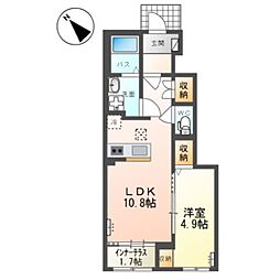 カヴァロ 1LDKの間取図画像