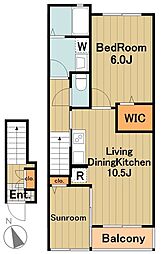 サクラフィールド 2階1LDKの間取り