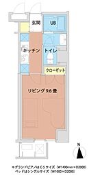 新百合和田文ビル 1Kの間取図画像