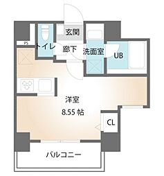 エルミタージュサクラギ ワンルームの間取図画像