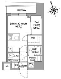 コンフォリア・リヴ八丁堀 1DKの間取図画像