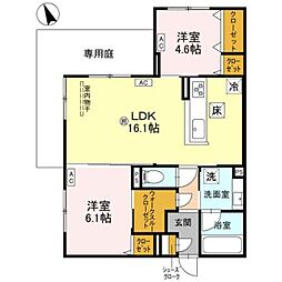 高石市東羽衣5丁目アパート 2LDKの間取図画像