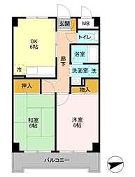 メンションロータス 2DKの間取図画像