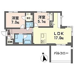 フォーシーズン南多摩 2LDKの間取図画像