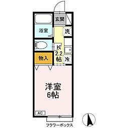 セジュール　レジデンス 2階1Kの間取り