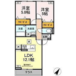 D-ROOM N 1階2LDKの間取り