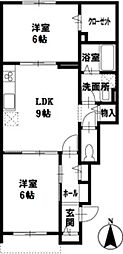 コーポアイリス 2LDKの間取図画像