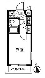 キャトルセゾン東橋本 1階1Kの間取り