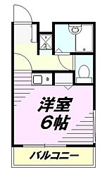 モンシャトー参番館 ワンルームの間取図画像