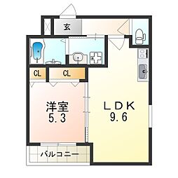 フジパレス我孫子前駅西 1LDKの間取図画像