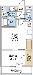 (仮称)リブリ・八王子市台町 1LDKの間取図画像