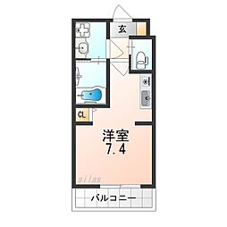 カーサフォルトゥナート羽曳野II 1Kの間取図画像