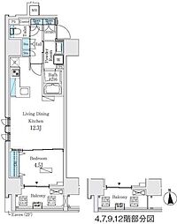 プライマル上野・稲荷町 1LDKの間取図画像
