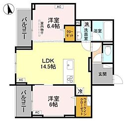 吉川市大字高久アパート 2LDKの間取図画像